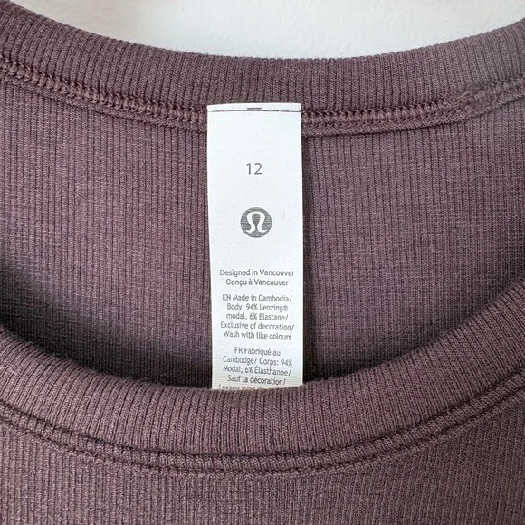 NWT Lululemon Hold tight Long Sleeve ribbed Top Chocolate Sz 12 - Picture 2 of 6